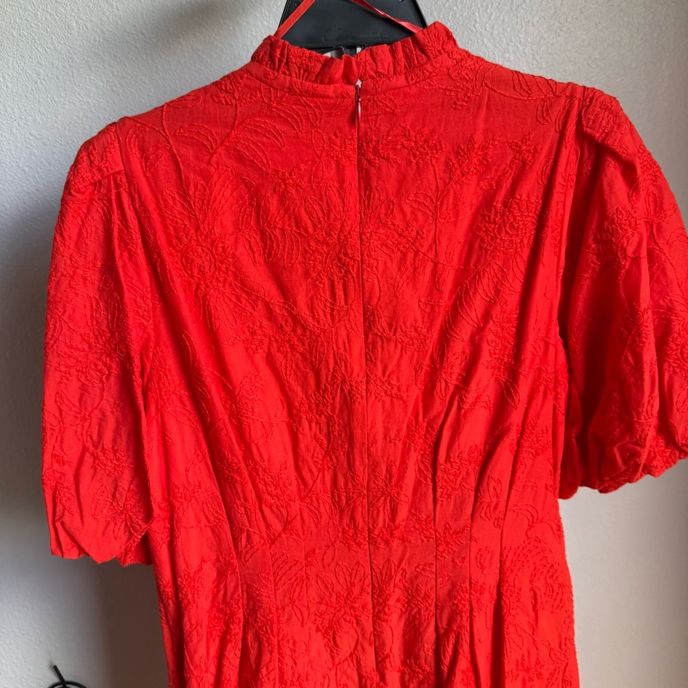 NWT Eliza J Floral Embroidered Puff Sleeve Cotton Fit & Flare Dress Sz 14 - Picture 12 of 12